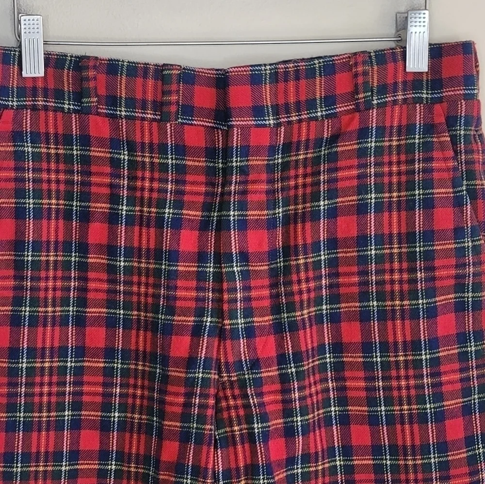 Vintage Corbin Scottish Tartan Red Plaid Cuffed Pants